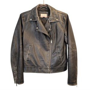 Universal thread | Faux Vegan Leather Moto Jacket Black Gray